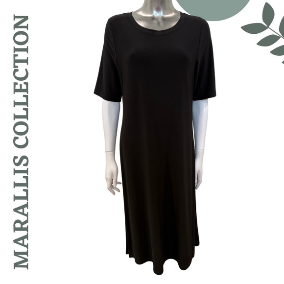Marallis Collection Black Midi Dress – Size Large - Picture 1 of 7